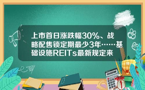 上市首日涨跌幅30%、战略配售锁定期最少3年……基础设施REITs最新规定来了-场内认购基金
