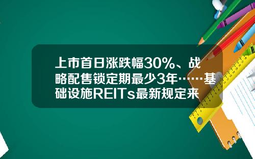 上市首日涨跌幅30%、战略配售锁定期最少3年……基础设施REITs最新规定来了-基金规定