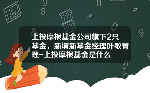 上投摩根基金公司旗下2只基金，新增新基金经理叶敏管理-上投摩根基金是什么