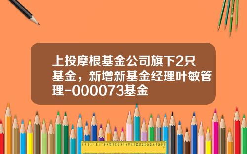 上投摩根基金公司旗下2只基金，新增新基金经理叶敏管理-000073基金