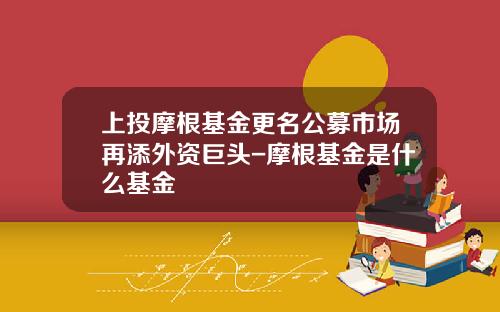 上投摩根基金更名公募市场再添外资巨头-摩根基金是什么基金