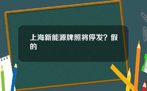 上海新能源牌照将停发？假的
