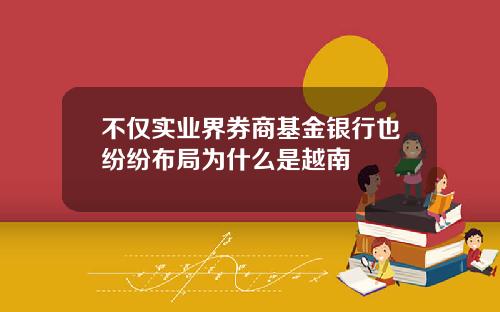 不仅实业界券商基金银行也纷纷布局为什么是越南
