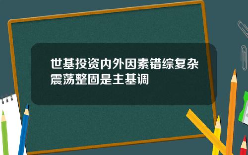 世基投资内外因素错综复杂震荡整固是主基调