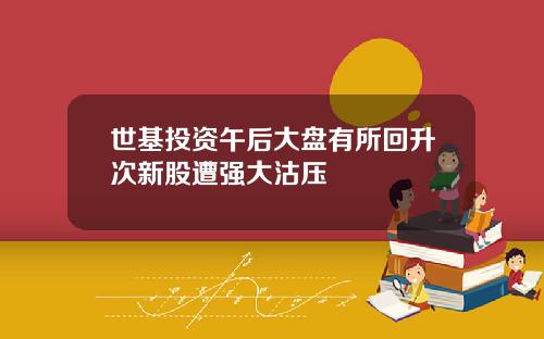 世基投资午后大盘有所回升次新股遭强大沽压