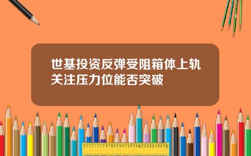 世基投资反弹受阻箱体上轨关注压力位能否突破