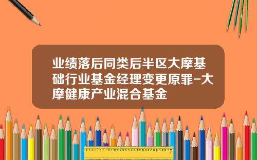 业绩落后同类后半区大摩基础行业基金经理变更原罪-大摩健康产业混合基金
