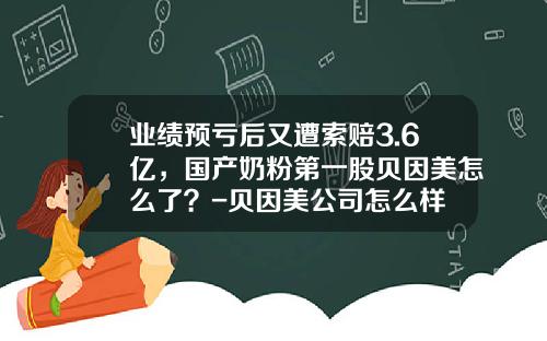 业绩预亏后又遭索赔3.6亿，国产奶粉第一股贝因美怎么了？-贝因美公司怎么样