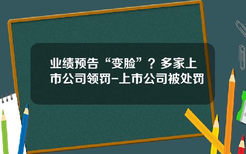 业绩预告“变脸”？多家上市公司领罚-上市公司被处罚