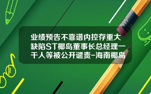 业绩预告不靠谱内控存重大缺陷ST椰岛董事长总经理一干人等被公开谴责-海南椰岛公司不稳定