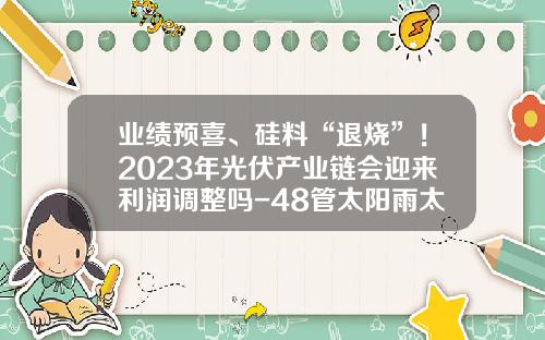 业绩预喜、硅料“退烧”！2023年光伏产业链会迎来利润调整吗-48管太阳雨太阳能多少钱
