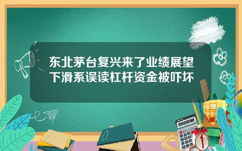 东北茅台复兴来了业绩展望下滑系误读杠杆资金被吓坏