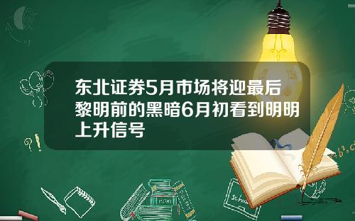 东北证券5月市场将迎最后黎明前的黑暗6月初看到明明上升信号