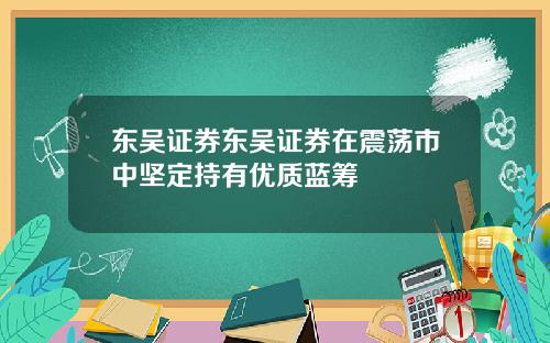 东吴证券东吴证券在震荡市中坚定持有优质蓝筹