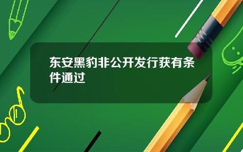 东安黑豹非公开发行获有条件通过