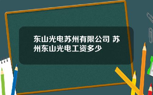 东山光电苏州有限公司 苏州东山光电工资多少