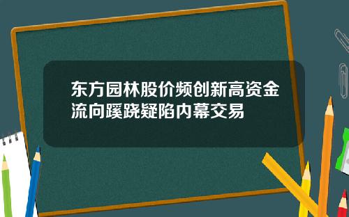 东方园林股价频创新高资金流向蹊跷疑陷内幕交易