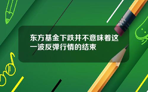 东方基金下跌并不意味着这一波反弹行情的结束