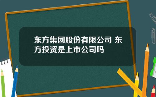东方集团股份有限公司 东方投资是上市公司吗