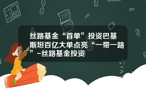 丝路基金“首单”投资巴基斯坦百亿大单点亮“一带一路”-丝路基金投资