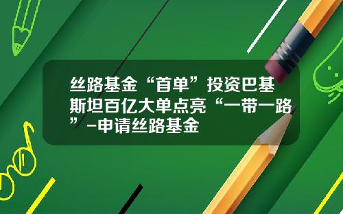 丝路基金“首单”投资巴基斯坦百亿大单点亮“一带一路”-申请丝路基金