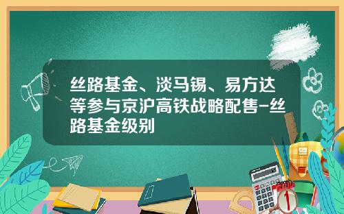 丝路基金、淡马锡、易方达等参与京沪高铁战略配售-丝路基金级别