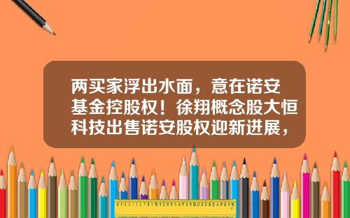 两买家浮出水面，意在诺安基金控股权！徐翔概念股大恒科技出售诺安股权迎新进展，回笼资金箭在弦上-大恒科技子公司
