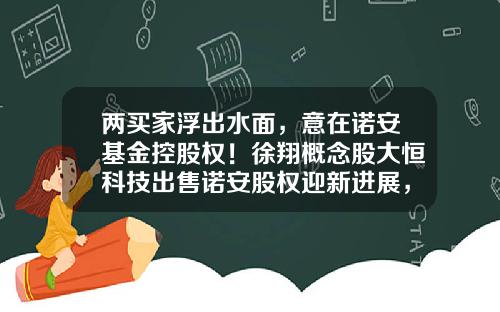 两买家浮出水面，意在诺安基金控股权！徐翔概念股大恒科技出售诺安股权迎新进展，回笼资金箭在弦上-徐翔基金名称