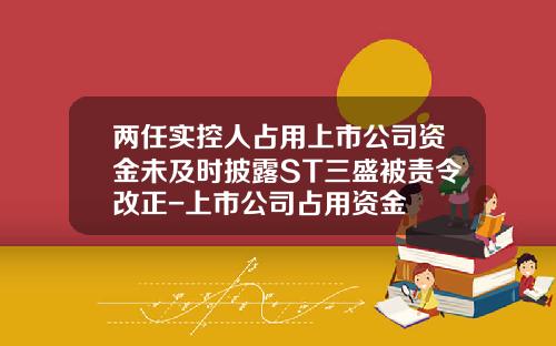 两任实控人占用上市公司资金未及时披露ST三盛被责令改正-上市公司占用资金