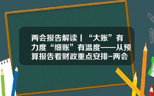 两会报告解读丨“大账”有力度“细账”有温度——从预算报告看财政重点安排-两会财政花多少钱