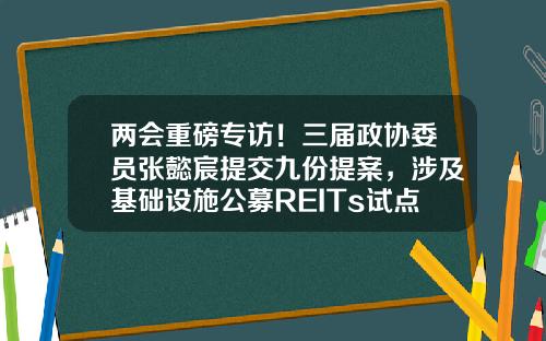 两会重磅专访！三届政协委员张懿宸提交九份提案，涉及基础设施公募REITs试点扩容、如何解决港交所流动性不足……-基金与两会