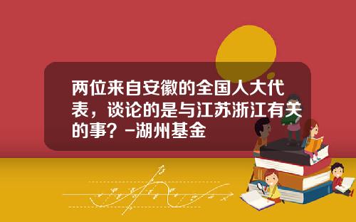 两位来自安徽的全国人大代表，谈论的是与江苏浙江有关的事？-湖州基金