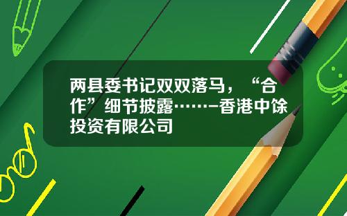 两县委书记双双落马，“合作”细节披露……-香港中馀投资有限公司