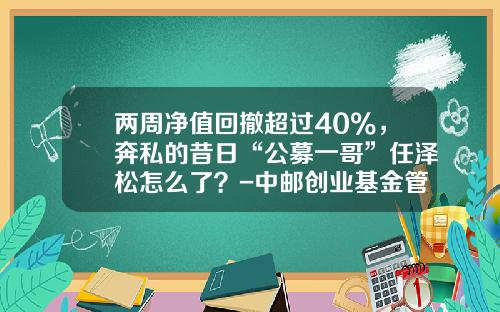 两周净值回撤超过40%，奔私的昔日“公募一哥”任泽松怎么了？-中邮创业基金管理有限公司