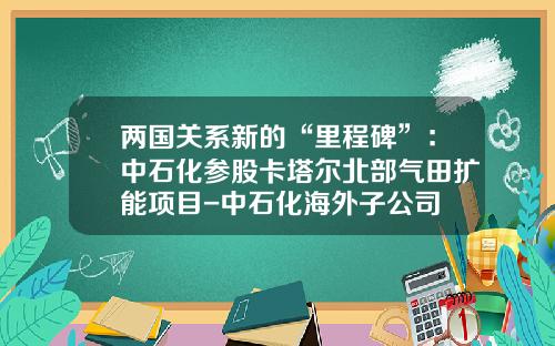 两国关系新的“里程碑”：中石化参股卡塔尔北部气田扩能项目-中石化海外子公司