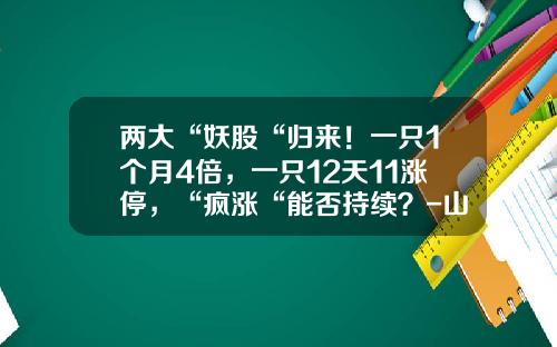 两大“妖股“归来！一只1个月4倍，一只12天11涨停，“疯涨“能否持续？-山东世宝企业集团公司