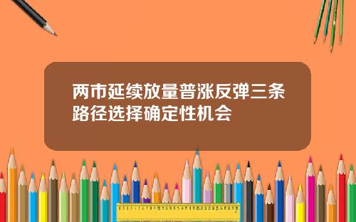 两市延续放量普涨反弹三条路径选择确定性机会