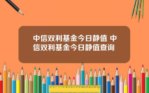 中信双利基金今日静值 中信双利基金今日静值查询