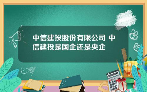 中信建投股份有限公司 中信建投是国企还是央企