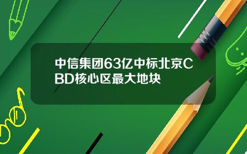 中信集团63亿中标北京CBD核心区最大地块