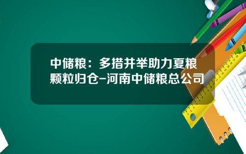 中储粮：多措并举助力夏粮颗粒归仓-河南中储粮总公司