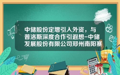 中储股份定增引入外资，与普洛斯深度合作引遐想-中储发展股份有限公司郑州南阳寨分公司