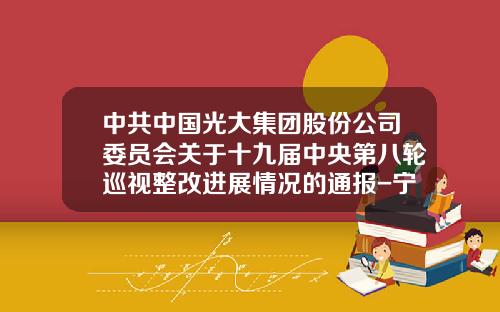 中共中国光大集团股份公司委员会关于十九届中央第八轮巡视整改进展情况的通报-宁波光大证券大户室要多少钱以上