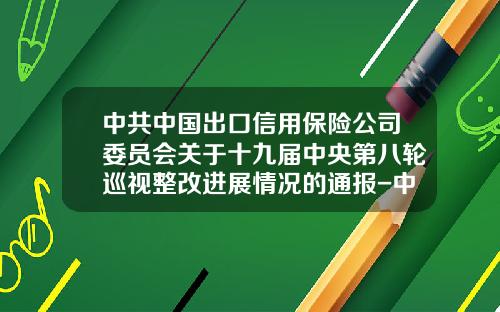 中共中国出口信用保险公司委员会关于十九届中央第八轮巡视整改进展情况的通报-中国信用保险公司商务部