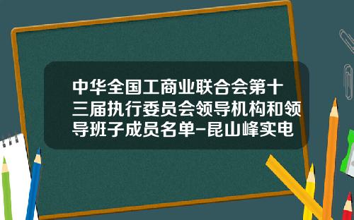 中华全国工商业联合会第十三届执行委员会领导机构和领导班子成员名单-昆山峰实电子科技公司