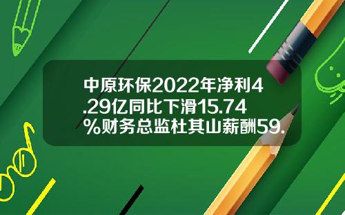 中原环保2022年净利4.29亿同比下滑15.74%财务总监杜其山薪酬59.53万-郑州污水净化有限公司梁伟刚