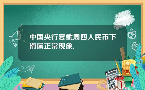 中国央行夏斌周四人民币下滑属正常现象.
