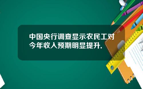 中国央行调查显示农民工对今年收入预期明显提升.