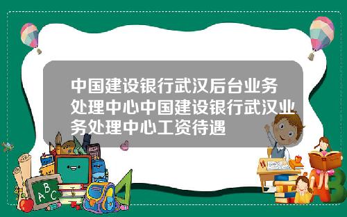 中国建设银行武汉后台业务处理中心中国建设银行武汉业务处理中心工资待遇