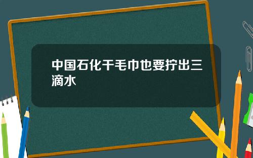 中国石化干毛巾也要拧出三滴水